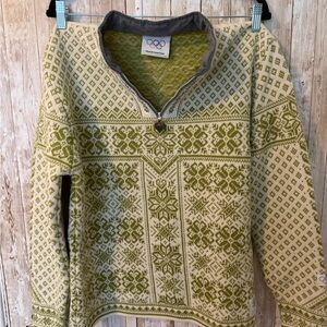 Dale of Norway Cream and Green Zip-Up Olympic Sweater
